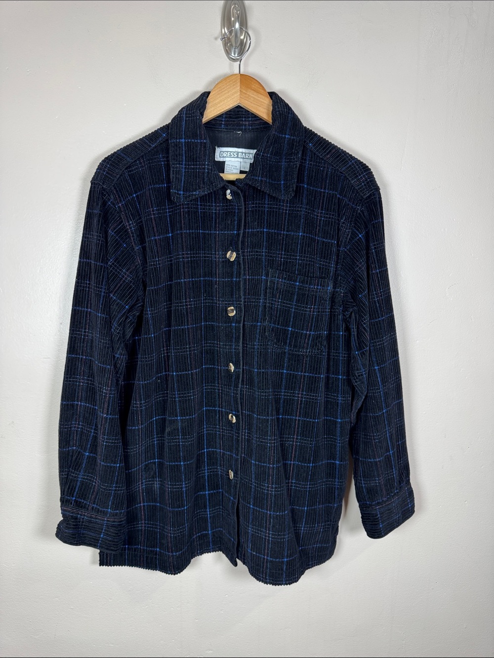 VTG Dress Barn Corduroy Button-Down Shirt Shacket Grunge Cottage 100% Cotton L